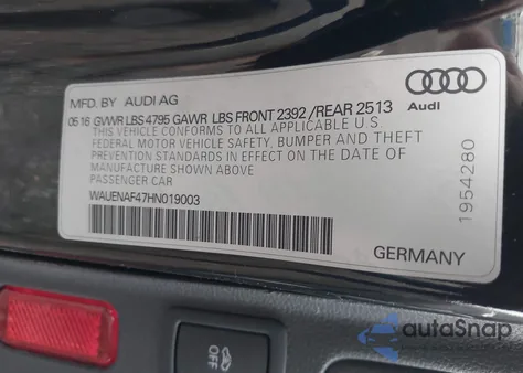 2017 Audi A4 2.0T Premium from USA, damaged, VIN WAUENAF47HN019003